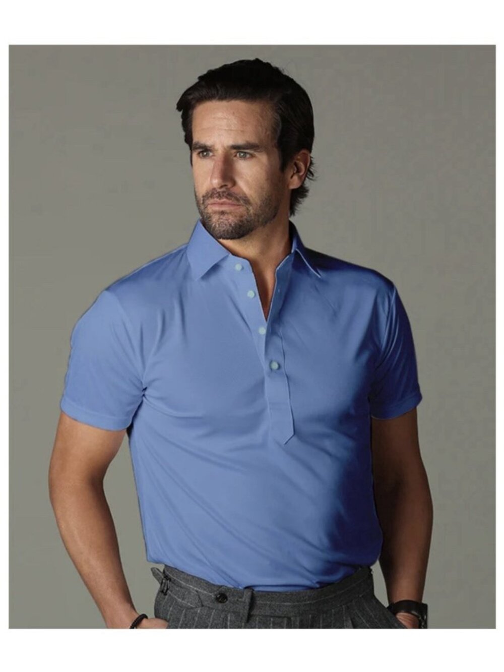 Collars & Co. The Original Dress Polo M French Blue Performance 4Way Stretch NWO